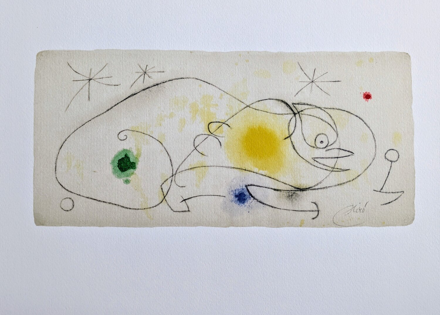 Birds, Stars -  Color Lithograph, 1987 Joan Miró