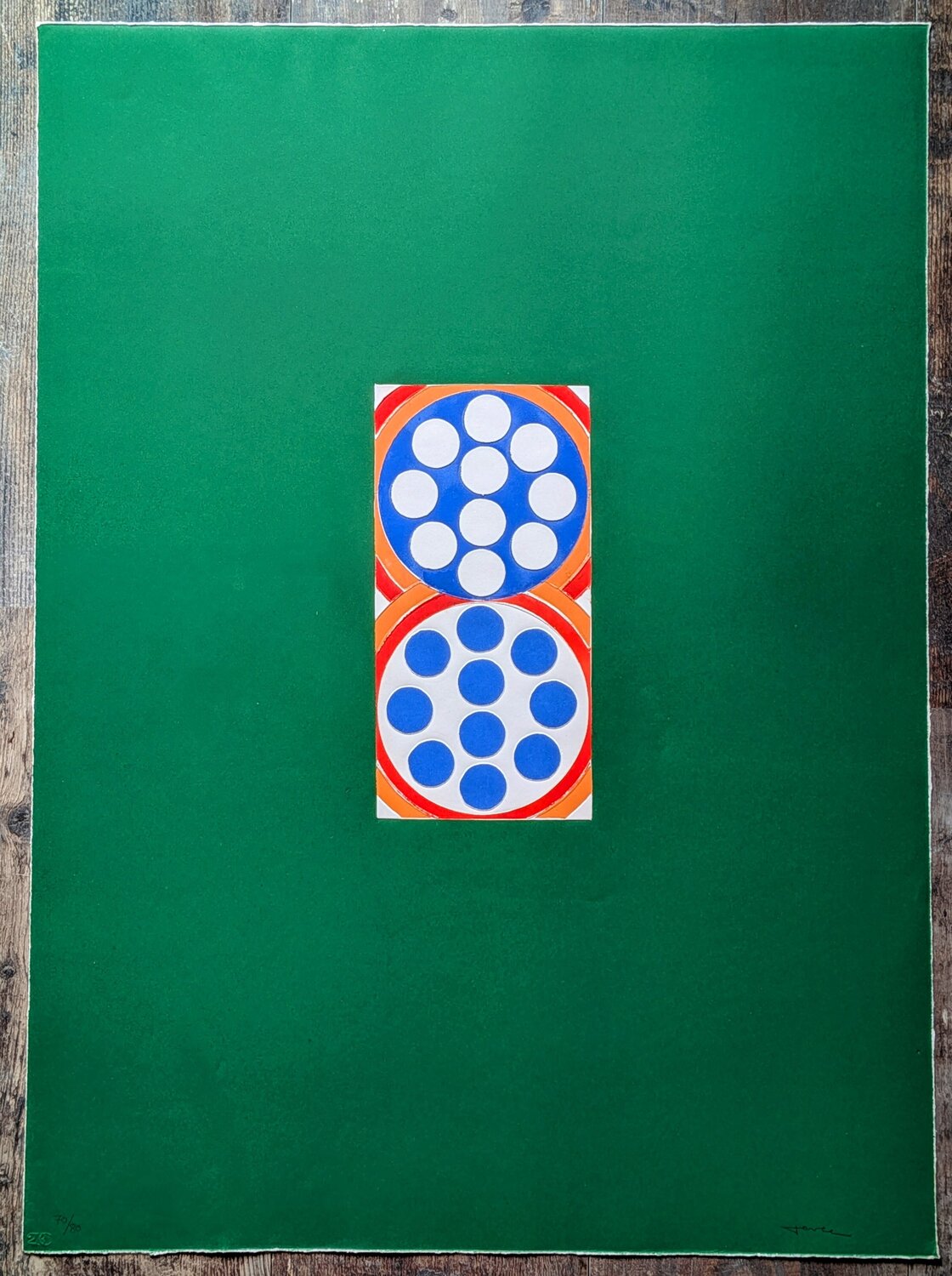 Hand-Signed Relief Screenprint-Abstraction in Colors, 1970s John Levee Werk auf Papier zu verkaufen