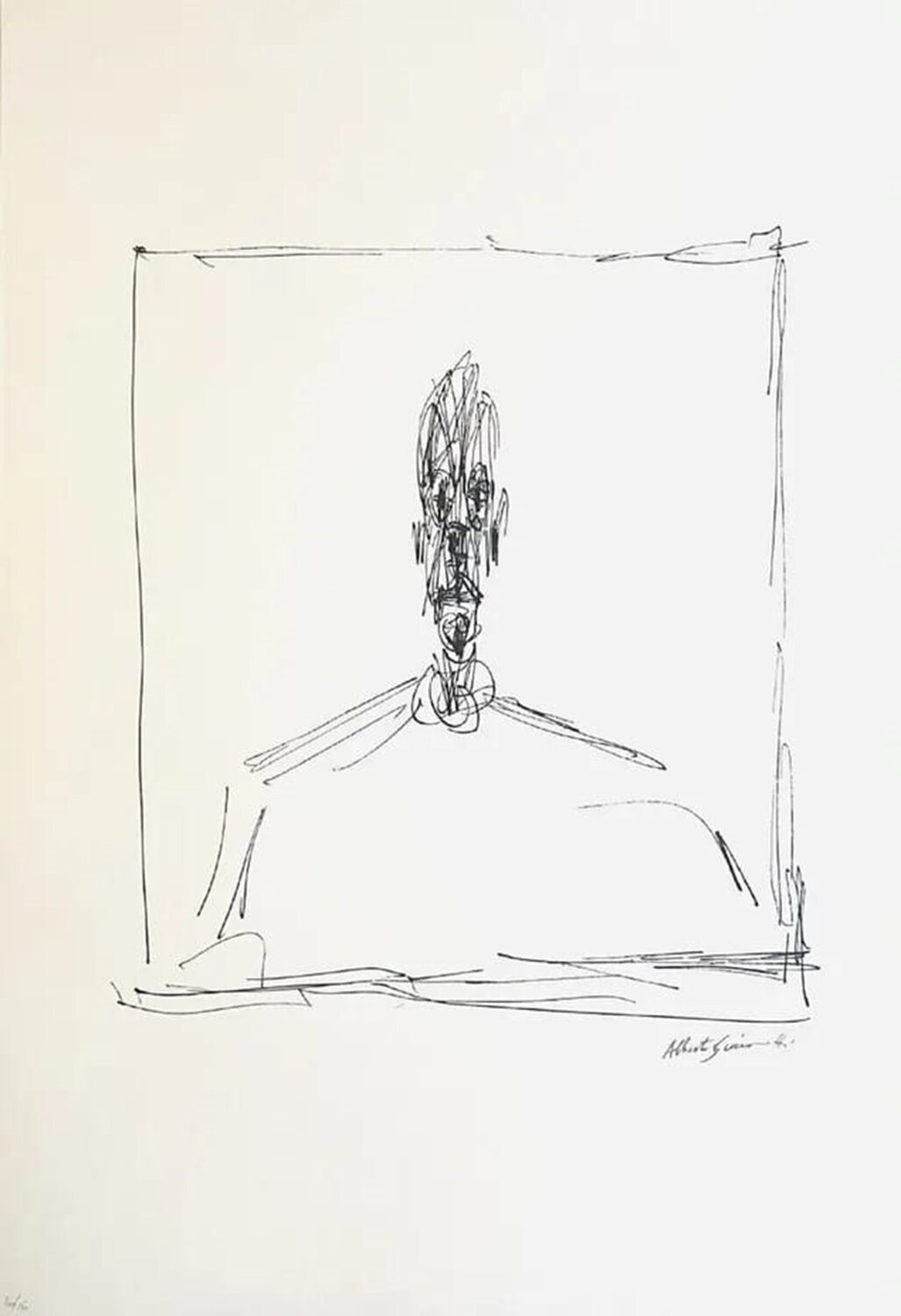 Portrait of a Man-Signed Art Impression Alberto Giacometti Werk auf Papier zu verkaufen