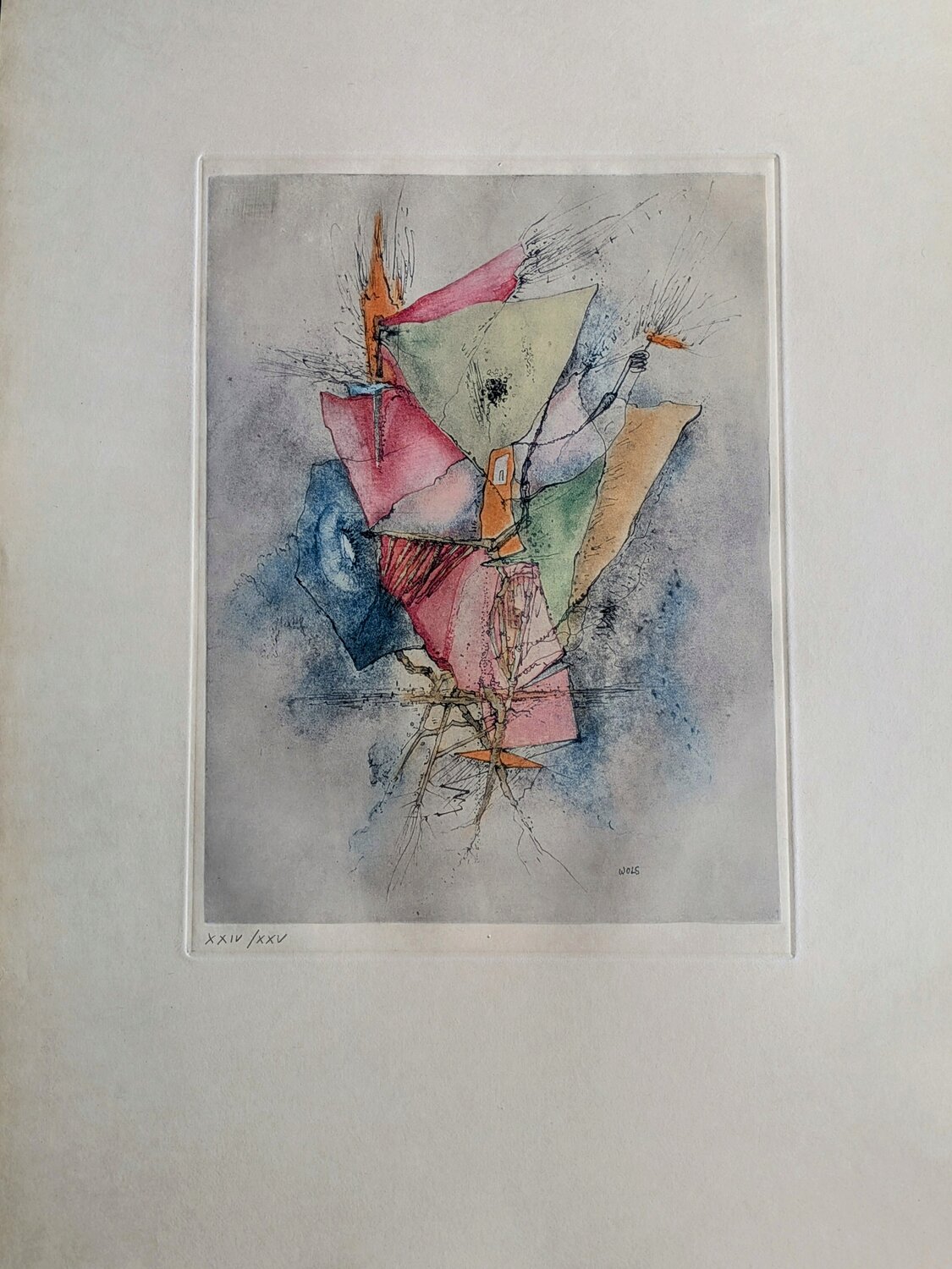 Signed Engraving in Colors-Abstraction, 1963 Otto Wols