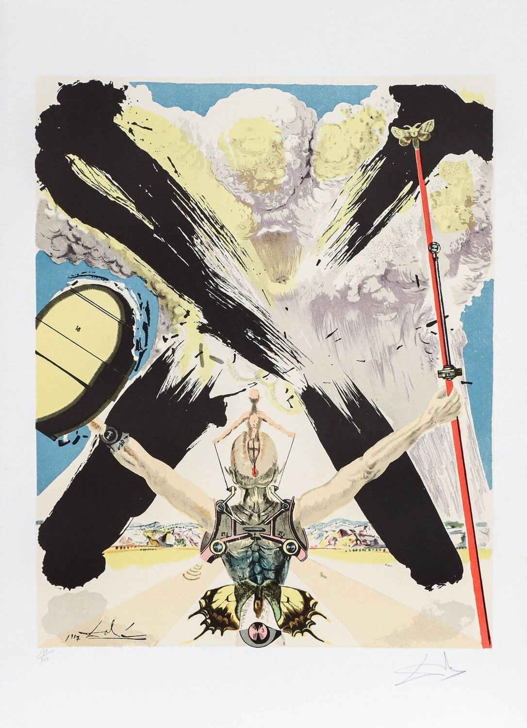 Hand-Signed Lithograph in Colors - Don Quichotte/Atomic Era, Salvador Dalí Werk auf Papier zu verkaufen
