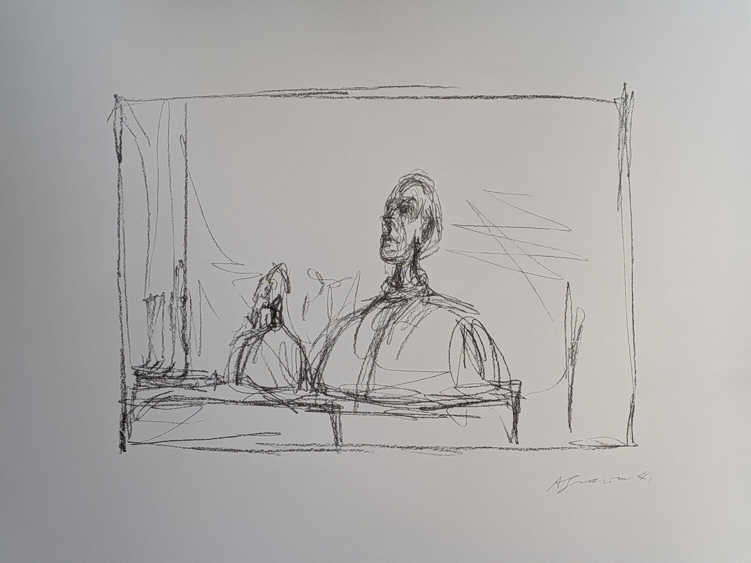 Bust of a man - Signed Lithographic impression Alberto Giacometti Opera su carta in vendita