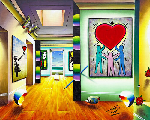 Homage to Haring (large original painting on canvas) by Ferjo, Painting for Sale on Singulart