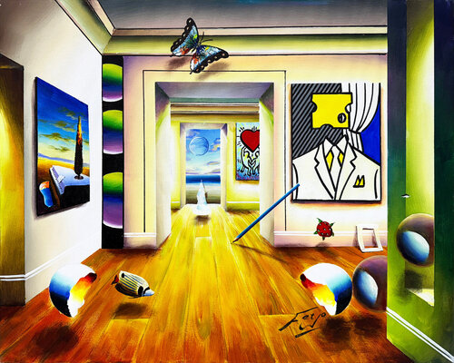 Majestic Hallway (large original painting on canvas) by Ferjo, Painting for Sale on Singulart