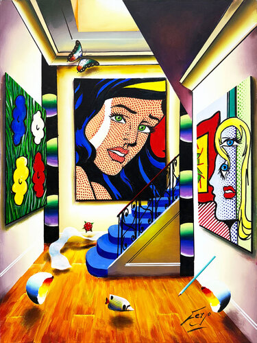 Homage To Lichtenstein (large original painting on canvas) by Ferjo, Painting for Sale on Singulart