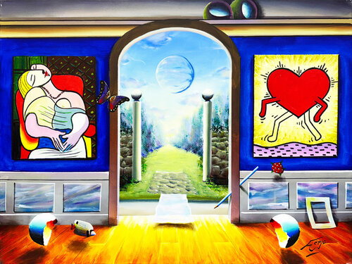 Surrealistic Garden (large original painting on canvas) by Ferjo, Painting for Sale on Singulart