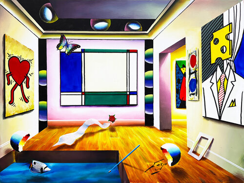 Homage to Mondrian (large original painting on canvas) by Ferjo, Painting for Sale on Singulart