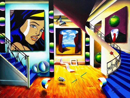 Girl with Yellow Ribbon (large original painting on canvas) by Ferjo, Painting for Sale on Singulart