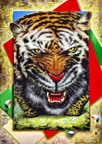 Tiger Gaze (huge original painting on canvas) by Ferjo, Painting for Sale on Singulart