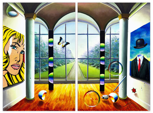Grand Window (Diptych), large original painting on canvas by Ferjo, Painting for Sale on Singulart