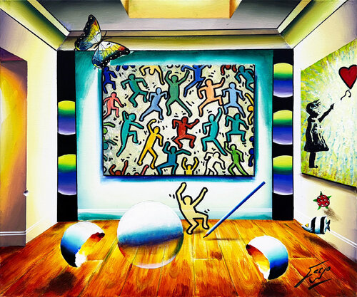 Tribute to Haring (original painting on canvas) by Ferjo, Painting for Sale on Singulart