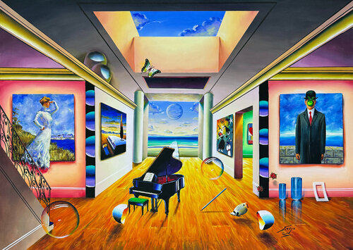 Master Collection, Huge Original Painting on Canvas, Hand Signed, Surrealism by Ferjo, Painting for Sale on Singulart