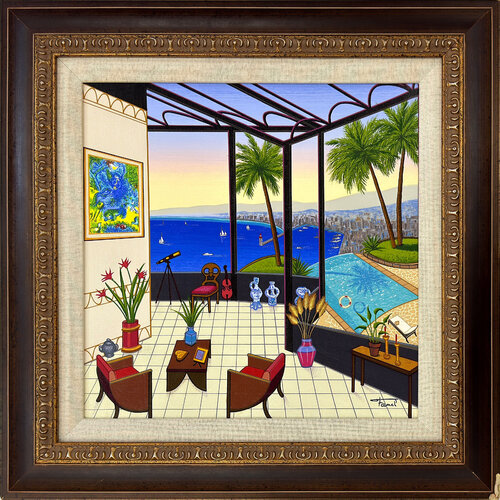 Interior With Marc Chagall (hand signed serigraph on canvas) van Fanch Ledan, Afdruk te koop op Singulart