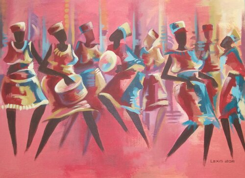 Happy Mothers Original African Art von Alex Mensah, Malerei kaufen auf Singulart