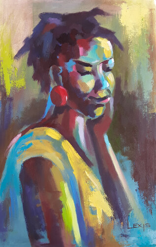 Smiley Smile, therapeutic painting by Alex Mensah, Painting for Sale on Singulart