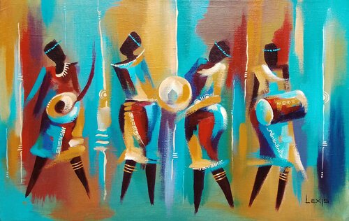 Dance of celebration by Alex Mensah, Painting for Sale on Singulart
