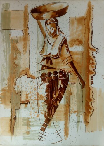 Elegance, African beauty by Alex Mensah, Painting for Sale on Singulart