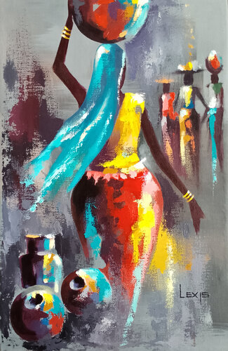 woman in veil by Alex Mensah, Painting for Sale on Singulart