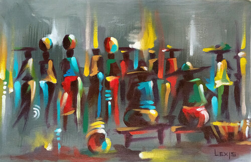Market Circle by Alex Mensah, 회화 for Sale on Singulart