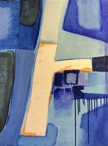 Conversation in blue by Tom Schmid, 油畫 for Sale on Singulart