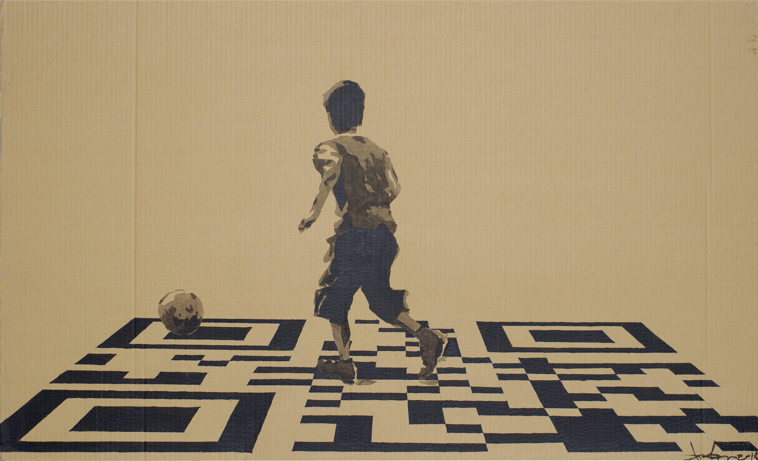 Childhood (from a series of QR-code) Dima Filatov Originalgemälde zu verkaufen