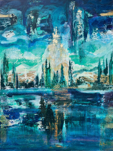 Golden Mount - im Schatten der Dunkelheit by Beate Mascialino, Painting for Sale on Singulart