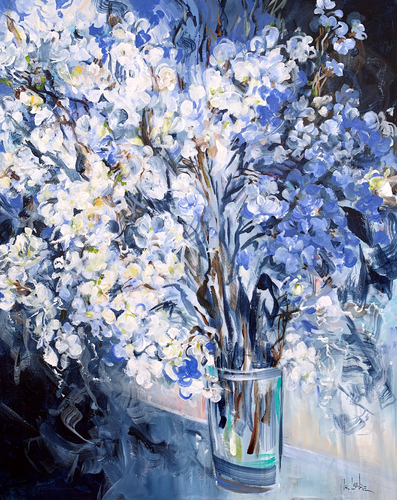 Blue flowers van Irina Laube, Schilderij te koop op Singulart
