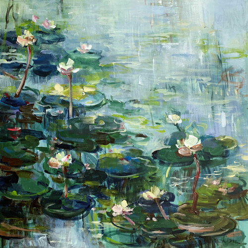 The water lily pond I van Irina Laube, Schilderij te koop op Singulart
