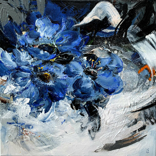 Blue anemones von Irina Laube, Malerei kaufen auf Singulart