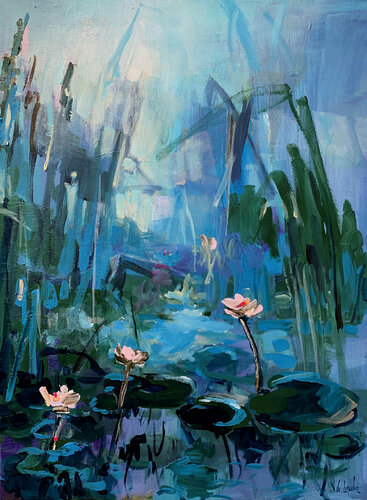 An evening at the pond van Irina Laube, Schilderij te koop op Singulart
