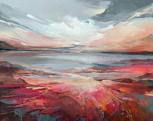 Autumn evening at the lake van Irina Laube, Schilderij te koop op Singulart