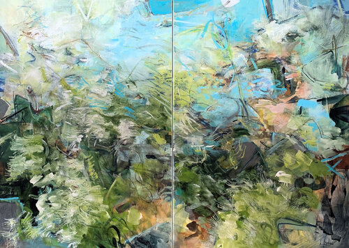The green labyrinth (diptych) van Irina Laube, Schilderij te koop op Singulart