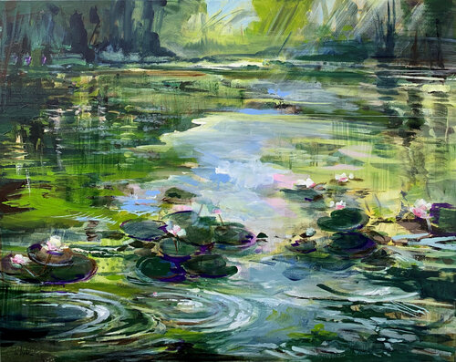 Summer pond by Irina Laube, Painting for Sale on Singulart