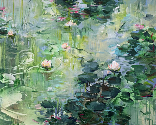 At the green pond par Irina Laube, Peinture en vente sur Singulart