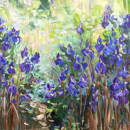 Blue irises di Irina Laube, Pittura in vendita su Singulart