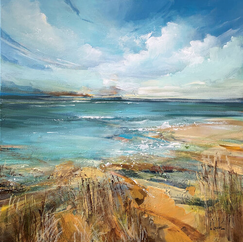 Walk on the North Sea beach van Irina Laube, Schilderij te koop op Singulart