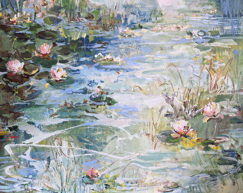 Old lily pond di Irina Laube, Pittura in vendita su Singulart