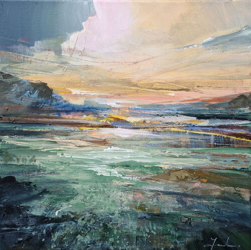 Sunset by the lake van Irina Laube, Schilderij te koop op Singulart