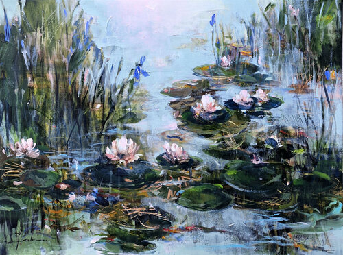 Water Lilies in Stillness van Irina Laube, Schilderij te koop op Singulart