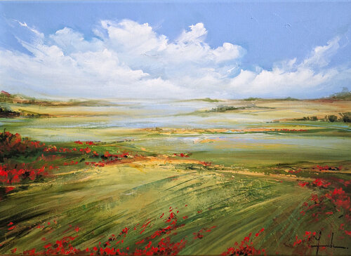 Where The Poppies Dance par Irina Laube, Peinture en vente sur Singulart
