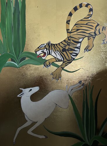 The Hunt in gold par Margarita Kunizheva, Peinture en vente sur Singulart