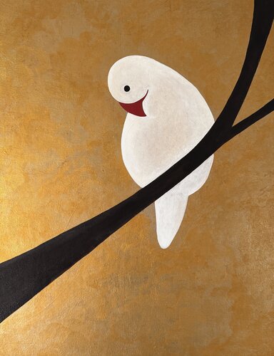 White Bird, Gold Sky de Margarita Kunizheva, Pintura a la venta en Singulart
