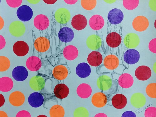 "Damien Hirst skeleton" di Kyrylo Bondarenko, Pittura in vendita su Singulart