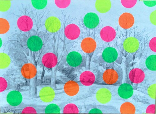 "Damien Hirst park" van Kyrylo Bondarenko, Schilderij te koop op Singulart