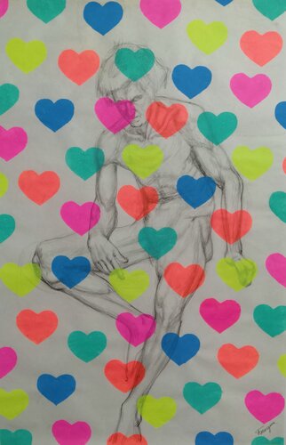 "Yayoi Kusama hearts" by Kyrylo Bondarenko, Painting for Sale on Singulart