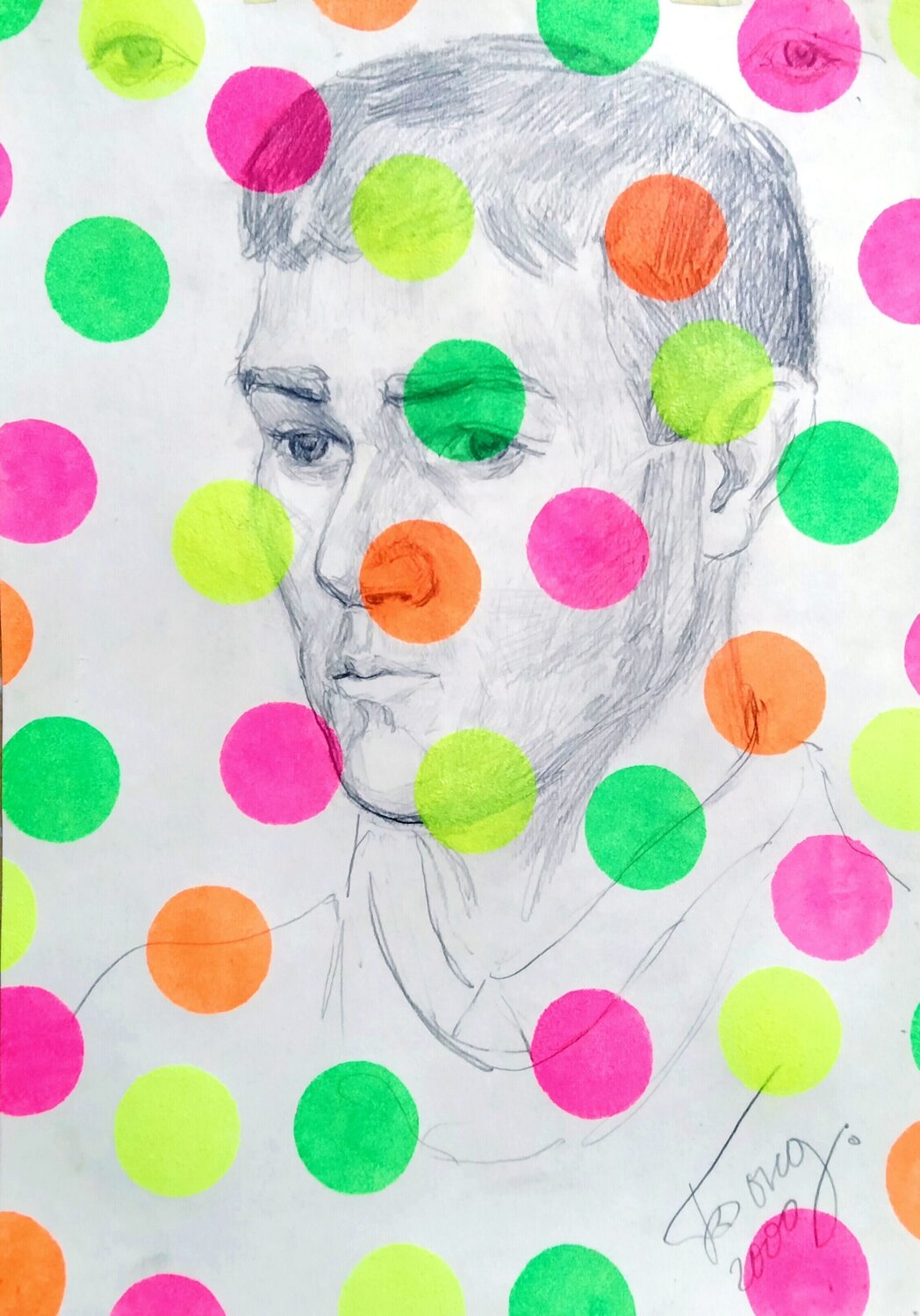 "Yayoi Kusama man" Kyrylo Bondarenko Originalgemälde zu verkaufen