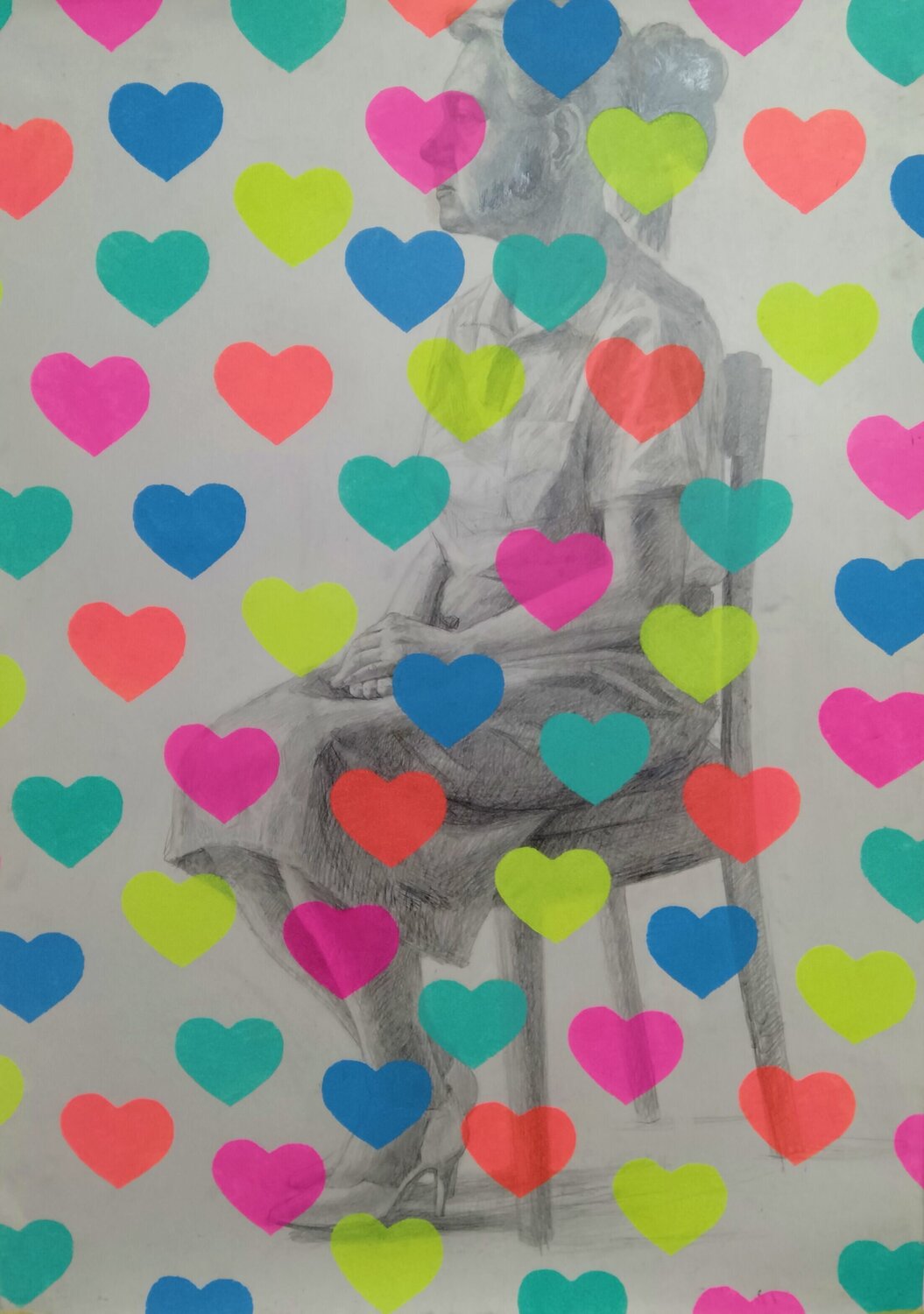 "Yayoi Kusama Hearts" Kyrylo Bondarenko Originalgemälde zu verkaufen