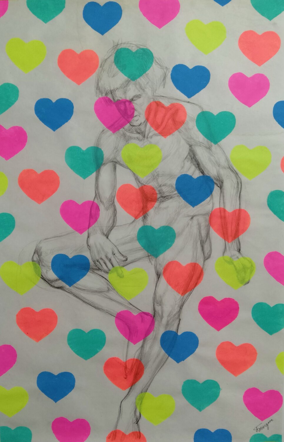 "Yayoi Kusama hearts" Kyrylo Bondarenko Originalgemälde zu verkaufen