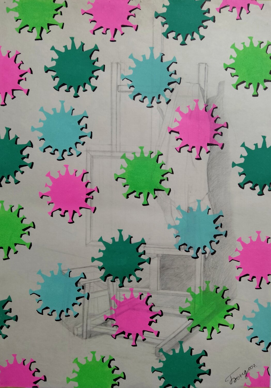 "Banksy coronavirus" Kyrylo Bondarenko Dipinto originale in vendita