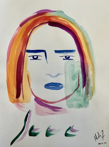 Zarte Stärke: Frau in Farben by Roland Mittermeier, Painting for Sale on Singulart